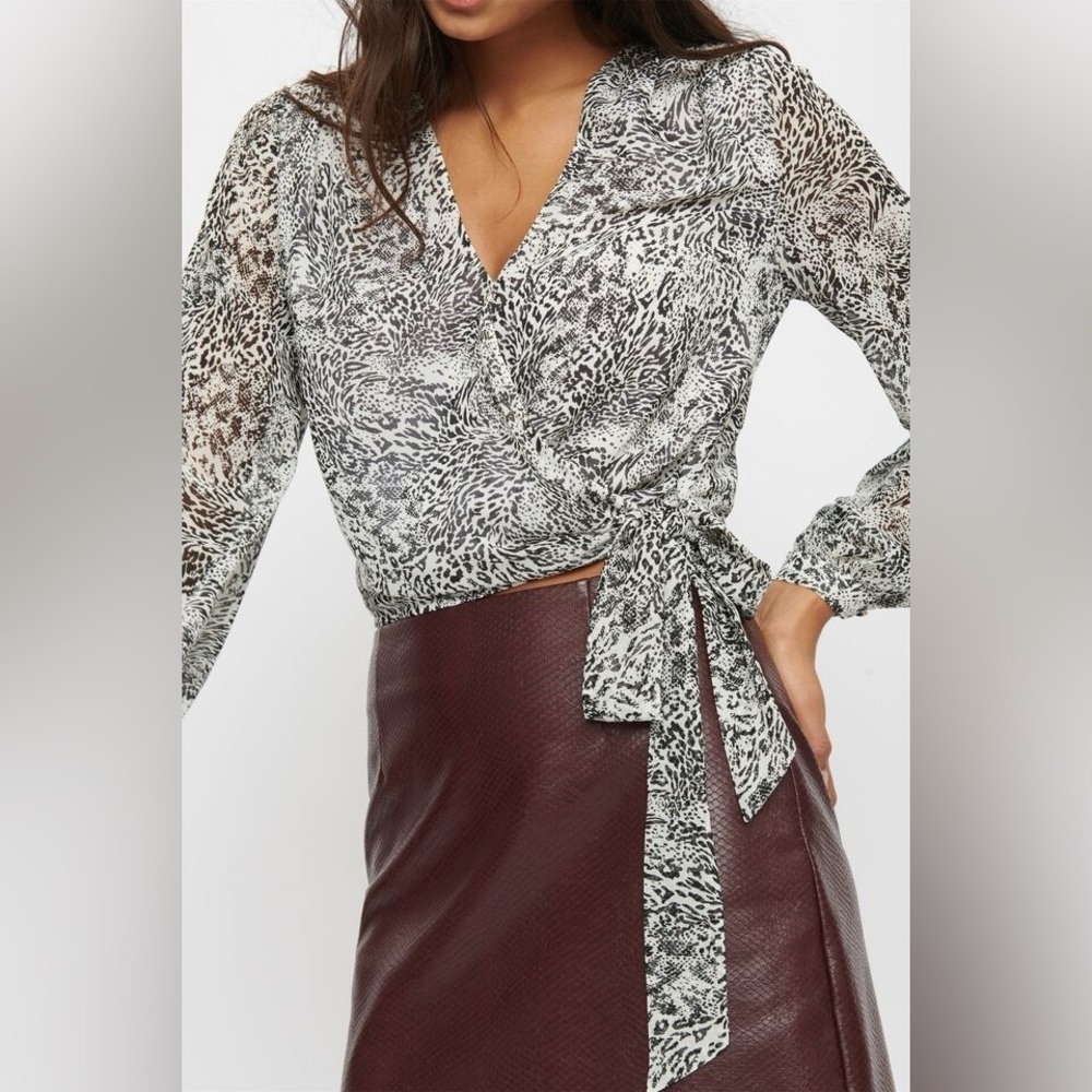 Dynamite Animal Print Wrap Blouse